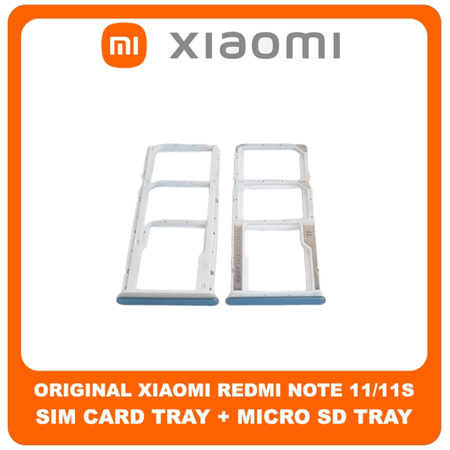 Γνήσια Original Xiaomi Redmi Note 11 (2201117TG, 2201117TI), Redmi Note 11S (2201117SG, 2201117SI) SIM Card Tray + Micro SD Tray Slot Υποδοχέας Βάση Θήκη Κάρτας SIM Star Blue​ (Service Pack By Xiaomi)