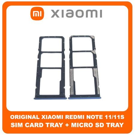 Γνήσια Original Xiaomi Redmi Note 11 (2201117TG, 2201117TI), Redmi Note 11S (2201117SG, 2201117SI) SIM Card Tray + Micro SD Tray Slot Υποδοχέας Βάση Θήκη Κάρτας SIM Twilight Blue Μπλε (Service Pack By Xiaomi)