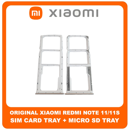 Γνήσια Original Xiaomi Redmi Note 11 (2201117TG, 2201117TI), Redmi Note 11S (2201117SG, 2201117SI) SIM Card Tray + Micro SD Tray Slot Υποδοχέας Βάση Θήκη Κάρτας SIM Pearl White Άσπρο (Service Pack By Xiaomi)