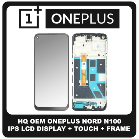 HQ OEM Συμβατό Για OnePlus Nord N100 (BE2013, BE2015, BE2011, BE2012) IPS LCD Display Screen Assembly Οθόνη + Touch Screen Digitizer Μηχανισμός Αφής + Frame Bezel Πλαίσιο Σασί  Black Μαύρο (Grade AAA+++)