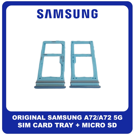 Γνήσια Original Samsung Galaxy A72 (SM-A725F, SM-A725F/DS), A72 5G (SM-A726B, SM-A726B/DS) SIM Card Tray + Micro SD Tray Slot Υποδοχέας Βάση Θήκη Κάρτας SIM Awesome Blue Μπλε GH98-46290B (Service Pack By Samsung)