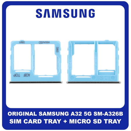 Γνήσια Original Samsung Galaxy A32 5G, A 32 5G (SM-A326B, SM-A326B/DS) SIM Card Tray + Micro SD Tray Slot Υποδοχέας Βάση Θήκη Κάρτας SIM Awesome Blue Μπλε GH63-19393C​ (Service Pack By Samsung)