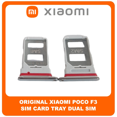 Γνήσια Original Xiaomi Poco F3, Poco F3 (M2012K11AG) Sim Card Tray Dual Sim Υποδοχέας Θήκης Κάρτας Sim Arctic White Άσπρο​ (Service Pack By Xiaomi)