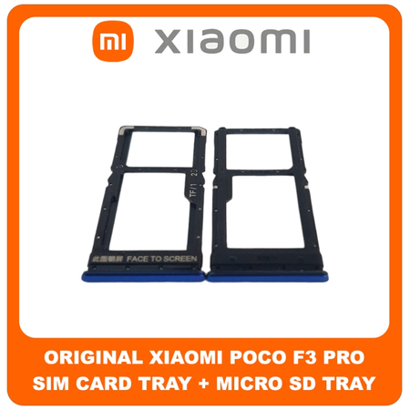 Γνήσια Original Xiaomi Poco X3 Pro, Poco X3Pro (M2102J20SG, M2102J20SI) SIM Card Tray + Micro SD Tray Slot Υποδοχέας Βάση Θήκη Κάρτας SIM  Frost Blue Μπλε 482000005Y3W (Service Pack By Xiaomi)
