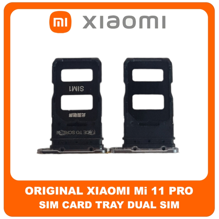 Γνήσια Original Xiaomi Mi 11 Pro, Xiaomi Mi 11Pro (M2102K1AC) Sim Card Tray Dual Sim Υποδοχέας Θήκης Κάρτας Sim Black Μαύρο (Service Pack By Xiaomi)