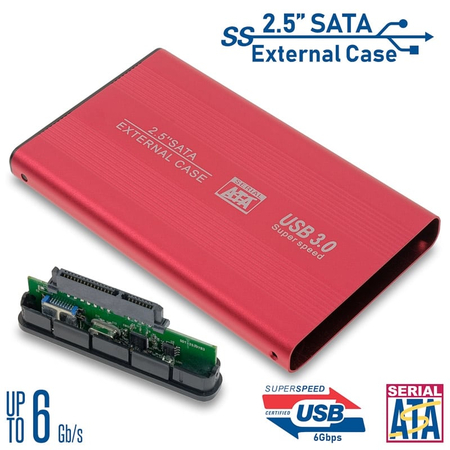 External Case hdd 2.5'' Sata usb 3 red