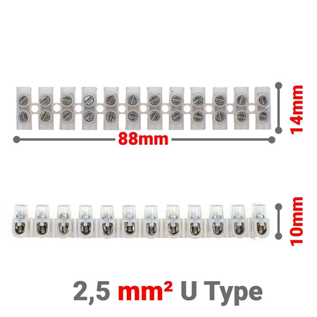 Κλέμμες Σειρά 12 Θέσεων 2,5mm² u Type