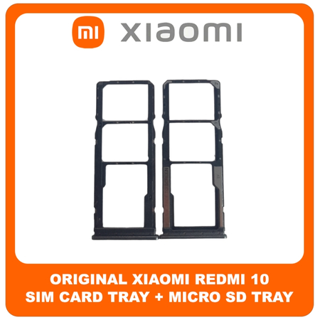 Γνήσια Original Xiaomi Redmi 10, Xiaomi Redmi10 (21061119AG, 21061119DG, 21061119AL) SIM Card Tray + Micro SD Tray Slot Υποδοχέας Βάση Θήκη Κάρτας SIM Carbon Gray Μαύρο (Service Pack By Xiaomi)