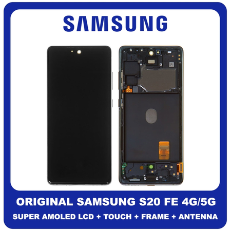Γνήσια Original Samsung Galaxy S20 FE 5G (SM-G781B) Super AMOLED LCD Display Screen Assembly Οθόνη + Touch Screen Digitizer Μηχανισμός Αφής + Frame Bezel Πλαίσιο + Antenna Cloud Navy GH82-24214A GH82-29056A GH82-24215A​ (Service Pack By Samsung)