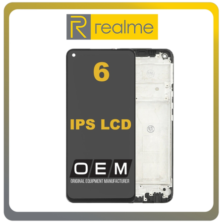 HQ OEM Συμβατό Για Realme 6, Realme6 (RMX2001) IPS LCD Display Screen Assembly Οθόνη + Touch Screen Digitizer Μηχανισμός Αφής + Frame Bezel Πλαίσιο Σασί Black Μαύρο (Grade AAA+++)