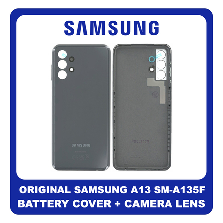 Γνήσια Original Samsung Galaxy A13 (SM-A135F, SM-A135F/DS, SM-A135M) Rear Back Battery Cover Πίσω Κάλυμμα Καπάκι Πλάτη Μπαταρίας + Camera Lens Τζαμάκι Κάμερας Black Μαύρο GH82-28387A (Service Pack By Samsung)