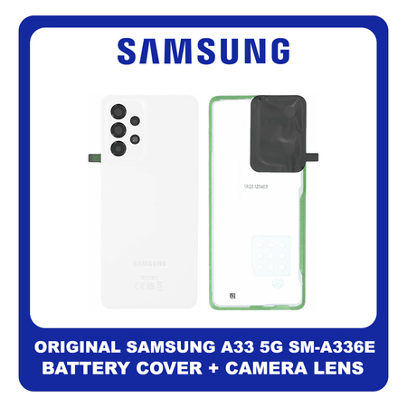 Γνήσια Original Samsung Galaxy A33 5G (SM-A336E, SM-A336B) Rear Back Battery Cover Πίσω Κάλυμμα Καπάκι Πλάτη Μπαταρίας + Camera Lens Τζαμάκι Κάμερας White Άσπρο GH82-28042B (Service By Samsung)