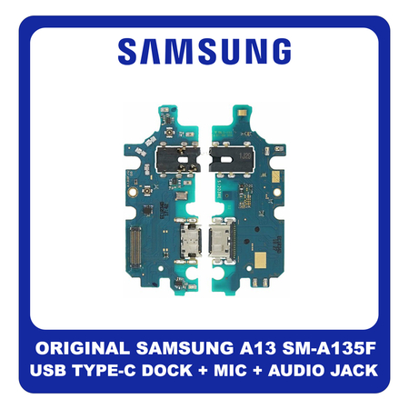Γνήσια Original Samsung Galaxy A13 (SM-A135F, SM-A135F/DS, SM-A135M) USB Type-C Charging Dock Connector Flex Sub Board, Καλωδιοταινία Υπό Πλακέτα Φόρτισης + Microphone Μικρόφωνο + Audio Jack Θύρα Ακουστικών GH96-15062A (Service Pack By Samsung)