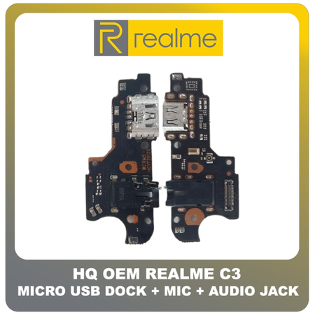 HQ OEM Συμβατό Για Realme C3 (RMX2027, RMX2020, RMX2021) Micro USB Charging Dock Connector Flex Sub Board, Καλωδιοταινία Υπό Πλακέτα Φόρτισης + Microphone Μικρόφωνο + Audio Jack Θύρα Ακουστικών (Grade AAA+++)