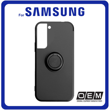 ​Θήκη Πλάτης - Back Cover, Silicone Σιλικόνη Black Μαύρο Finger Grip For Samsung S22 Plus