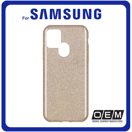 Θήκη Πλάτης - Back Cover, Silicone Σιλικόνη Glitter TPU Gold Χρυσό For Samsung A21S