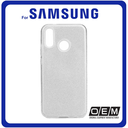 Θήκη Πλάτης - Back Cover, Silicone Σιλικόνη Glitter TPU Silver Ασημί For Samsung A20e