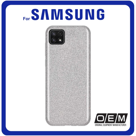 Θήκη Πλάτης - Back Cover, Silicone Σιλικόνη Glitter TPU Silver Ασημί For Samsung A22 5G
