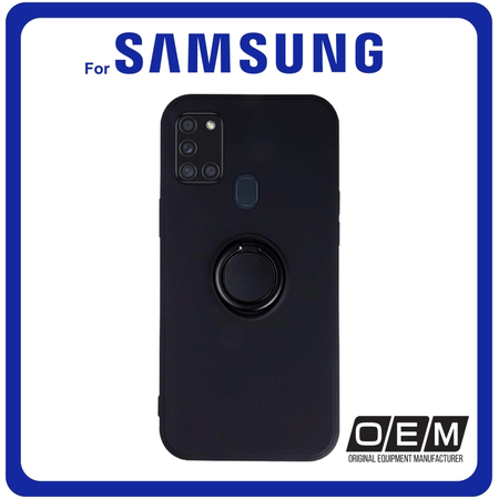 Θήκη Πλάτης - Back Cover, Silicone Σιλικόνη Finger Grip TPU Black Μαύρο For Samsung A21S