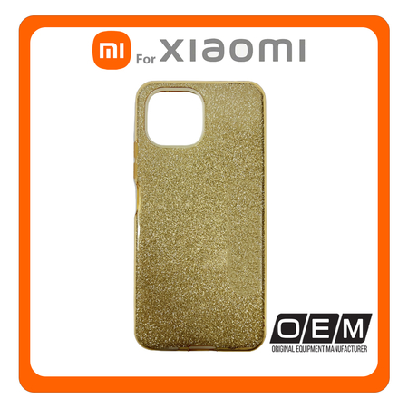 Θήκη Πλάτης - Back Cover, Silicone Σιλικόνη Glitter TPU Gold Χρυσό For Xiaomi Mi 11 Lite 4G/5G