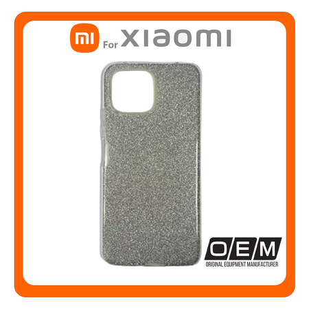 Θήκη Πλάτης - Back Cover, Silicone Σιλικόνη Glitter TPU SIlver Ασημί For Xiaomi Mi 11 Lite 4G/5G