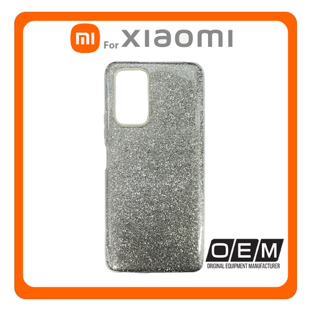 Θήκη Πλάτης - Back Cover, Silicone Σιλικόνη Glitter TPU Silver Ασημί For Xiaomi Redmi Note 10 Pro /Redmi Note 10 Pro Max
