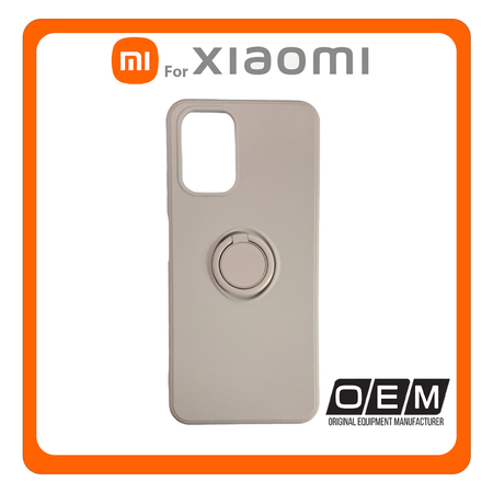 Θήκη Πλάτης - Back Cover, Silicone Σιλικόνη Finger Grip TPU Light Grey Γκρι For Xiaomi Redmi Note 10 4G /Note 10S