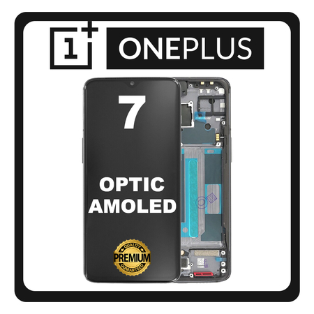 HQ OEM Συμβατό Για Oneplus 7, OnePlus7 (GM1901, GM1900, GM1905, GM1903) Optic AMOLED LCD Display Screen Assembly Οθόνη + Touch Screen Digitizer Μηχανισμός Αφής + Frame Bezel Πλαίσιο Σασί Mirror Gray Μαύρο (Grade AAA+++)