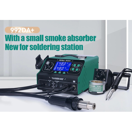 YIHUA 992DA+ 3 in 1 LCD Soldering Station With Smoking Solder Iron Vacuum Pen BGA Rework Station Hot Air Blow Dryer Welding Station Σταθμός συγκόλλησης , συγκολλητικό στυλό κενού BGA Rework Station ζεστού αέρα