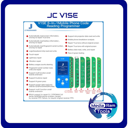 JC V1SE Mobile Phone Code Reading Programmer 6 in 1 Full Version , True Tone Light Sensor Battery Repair Iphone 6-13 pro max Vibrate Read/Write/Edit Recovery Programmer Tool
