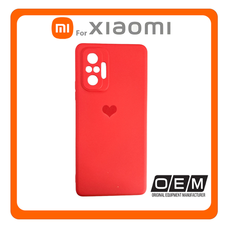 Θήκη Πλάτης - Back Cover, Silicone Σιλικόνη Heart TPU Red Κόκκινο For Xiaomi Redmi Note 10 Pro/Redmi Note 10 Pro Max