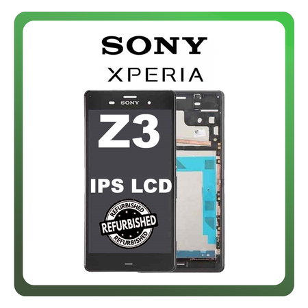New Refurbished Sony Xperia Z3 (D6603, D6653) IPS LCD Display Screen Assembly Οθόνη + Touch Screen Digitizer Μηχανισμός Αφής + Frame Bezel Πλαίσιο Σασί Black Μαύρο
