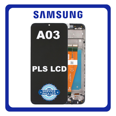 Γνήσια Original Samsung Galaxy A03 (SM-A035F, SM-A035F/DS) PLS LCD Display Screen Assembly Οθόνη + Touch Screen Digitizer Μηχανισμός Αφής + Frame Bezel Πλαίσιο Σασί Black Μαύρο (NON EU VERSION) GH81-21625A (Service Pack By Samsung)
