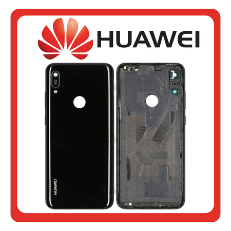 HQ OEM Συμβατό Με Huawei Y6 2019 (MRD-LX1F), Rear Back Battery Cover Πίσω Κάλυμμα Καπάκι Πλάτη Μπαταρίας + Camera Lens Τζαμάκι Κάμερας Black Μαύρο (Premium A+​)