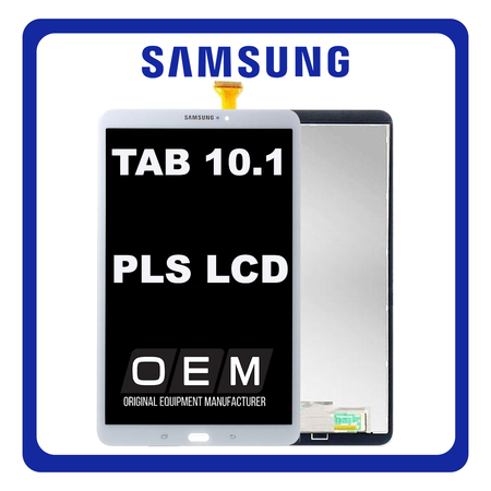 HQ OEM Συμβατό Για Samsung Galaxy Tab A 10.1 (2016) (SM-T580, SM-T585) PLS LCD Display Screen Assembly Οθόνη + Touch Screen Digitizer Μηχανισμός Αφής Pearl White Άσπρο (Grade AAA+++)