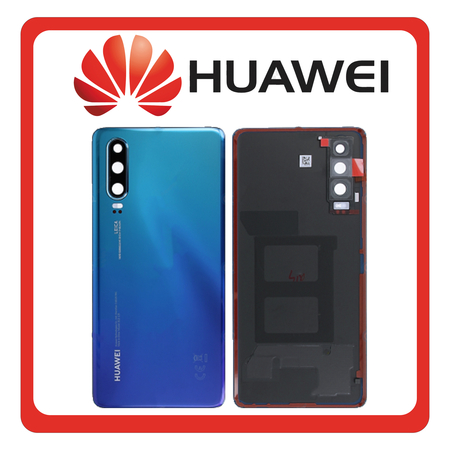 Γνήσια Original Huawei P30 (ELE-L29, ELE-L09) Rear Back Battery Cover Πίσω Κάλυμμα Καπάκι Πλάτη Μπαταρίας + Camera Lens Τζαμάκι Κάμερας Aurora Blue Μπλε 02352NMN/02352NMF (Service Pack By Huawei)