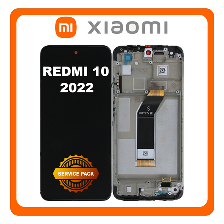 Γνήσια Original Xiaomi Redmi 10 2022, Redmi10 2022 (21121119SG, 22011119UY), LCD Display Screen Assembly Οθόνη + Touch Screen Digitizer Μηχανισμός Αφής + Frame Bezel Πλαίσιο Σασί Carbon Gray Μαύρο 560001K19S00 (Service Pack By Xiaomi)