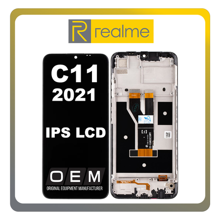 HQ OEM Συμβατό Για Realme C11 2021 (RMX3231) IPS LCD Display Screen Assembly Οθόνη + Touch Screen Digitizer Μηχανισμός Αφής + Frame Bezel Πλαίσιο Σασί Black Μαύρο (Premium A+)