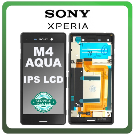 Γνήσια Original Sony Xperia M4 Aqua (E2303, E2353, E2306) IPS LCD Display Screen Assembly Οθόνη + Touch Screen Digitizer Μηχανισμός Αφής + Frame Bezel Πλαίσιο Σασί Black Μαύρο 124TUL0011A (Service Pack By Sony)