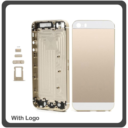 OEM HQ Apple Iphone SE (A1662, A1723, A1724, iPhone8,4) Back Battery Cover- Housing Καπάκι Μπαταρίας- Σασί + Πλαινά πλήκτρα Side Keys + Θήκη Κάρτας Sim Holder Gold (Premium A+​)