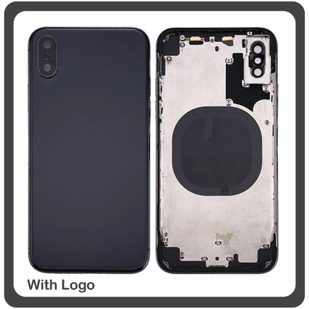 OEM HQ Apple Iphone X Back Battery Cover- Housing Καπάκι Μπαταρίας- Σασί + Πλαινά πλήκτρα Side Keys + Θήκη Κάρτας Sim Holder Black