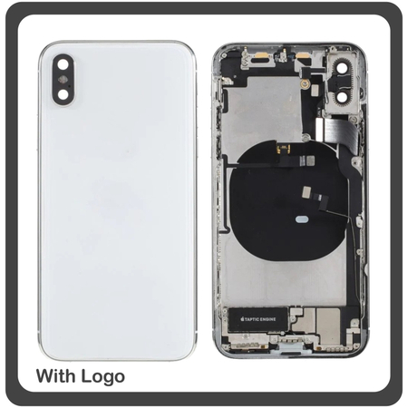 OEM HQ Apple Iphone X Back Battery Cover- Housing Καπάκι Μπαταρίας- Σασί + Πλαινά πλήκτρα Side Keys + Θήκη Κάρτας Sim Holder White