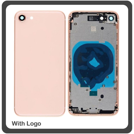 OEM HQ Apple Iphone 8, 8g Back Battery Cover Middle Frame- Housing Καπάκι Μπαταρίας- Σασί + Πλαινά πλήκτρα Side Keys + Θήκη Κάρτας Sim Holder Gold