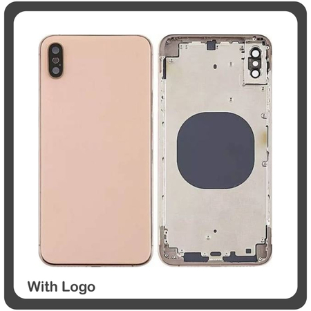 OEM HQ Apple Iphone XS Max, IphoneXS Max (A2101, A1921, A2104, A2102)​ Back Battery Cover- Housing Καπάκι Μπαταρίας- Σασί + Πλαινά πλήκτρα Side Keys + Θήκη Κάρτας Sim Holder Gold (Grade AAA+++)