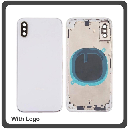 OEM HQ Apple Iphone XS, IphoneXS (A2097, A1920, A2100, A2098) Back Battery Cover- Housing Καπάκι Μπαταρίας- Σασί + Πλαινά πλήκτρα Side Keys + Θήκη Κάρτας Sim Holder White (Grade AAA+++)