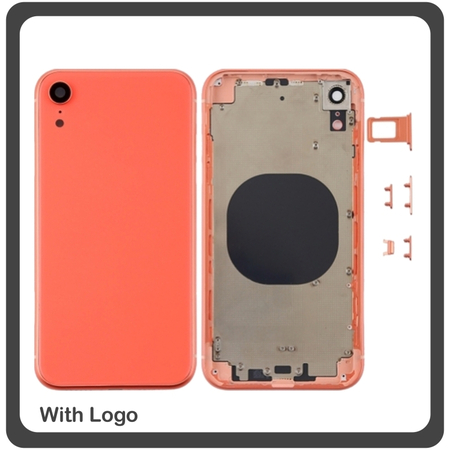 OEM HQ Apple Iphone XR  iPhoneXR (A2105, A1984, A2107, A2108, A2106, iPhone11,8) Rear Back Battery Cover Housing Καπάκι Μπαταρίας Σασί + Πλαινά πλήκτρα Side Keys + Θήκη Κάρτας Sim Holder Coral (Grade AAA+++)