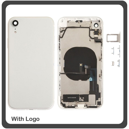 OEM HQ Apple Iphone XR, IphoneXR (A2105 A1984 A2107 A2108 A2106) Back Battery Cover- Housing Καπάκι Μπαταρίας- Σασί + Πλαινά πλήκτρα Side Keys + Θήκη Κάρτας Sim Holder White (Grade AAA+++)