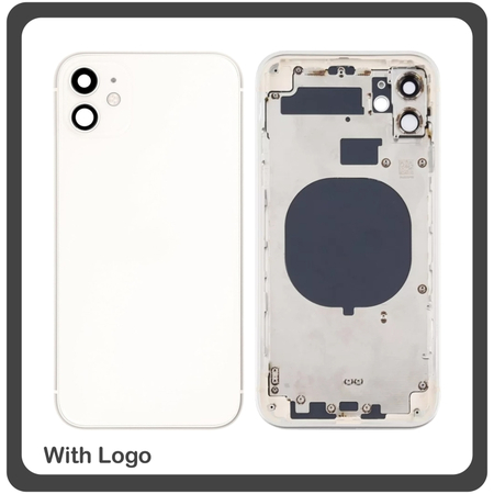 HQ OEM Apple Iphone 11, Iphone11 (A2221, A2111, A2223)​ BACK BATTERY COVER MIDDLE FRAME- HOUSING ΚΑΠΑΚΙ ΜΠΑΤΑΡΙΑΣ- ΣΑΣΙ + ΠΛΑΙΝΑ ΠΛΗΚΤΡΑ SIDE KEYS + ΘΗΚΗ ΚΑΡΤΑΣ SIM HOLDER WHITE (Grade AAA+++)