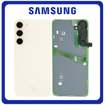 Γνήσια Original Samsung Galaxy S23+ 5G (SM-S916B, SM-S916B/DS) Rear Back Battery Cover Πίσω Κάλυμμα Καπάκι Πλάτη Μπαταρίας + Camera Lens Τζαμάκι Κάμερας Cream GH82-30388A (Service Pack By Samsung)