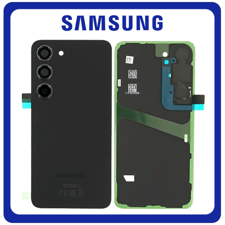 Γνήσια Original Samsung Galaxy S23 (SM-S911B, SM-S911B/DS) Rear Back Battery Cover Πίσω Κάλυμμα Καπάκι Πλάτη Μπαταρίας + Camera Lens Τζαμάκι Κάμερας Phantom Black Μαύρο GH82-30393A (Service Pack By Samsung)